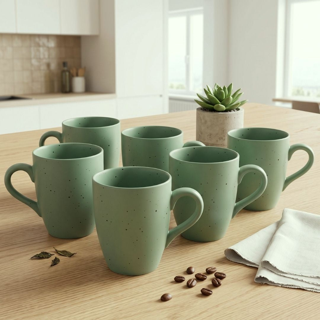 JCPL Porcelain Coffee Mug (Set of 6) Grains Matte Finish Mugs for Home, Office & Gifting, 270 ml