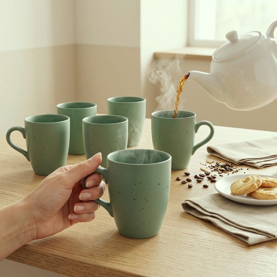 JCPL Porcelain Coffee Mug (Set of 6) Grains Matte Finish Mugs for Home, Office & Gifting, 270 ml
