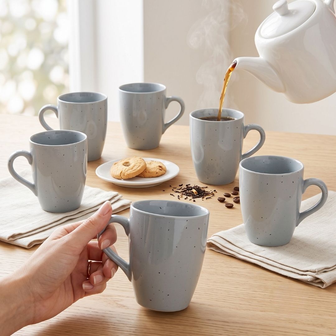 JCPL Porcelain Coffee Mug (Set of 6) Grains Matte Finish Mugs for Home, Office & Gifting, 270 ml