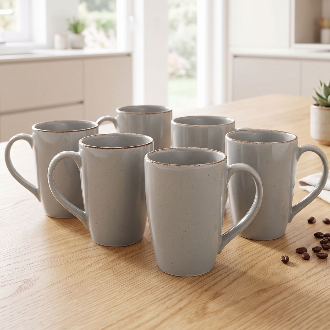 JCPL Porcelain Coffee Mug (Set of 6) Grains Matte Finish Mugs for Home, Office & Gifting, 270 ml