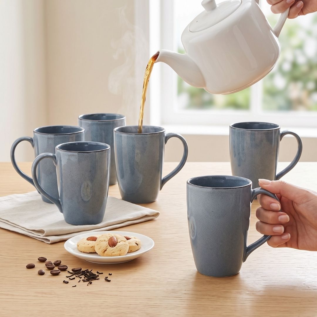 JCPL Porcelain Coffee Mug (Set of 6) Reactive Glossy Finish Mugs for Home, Office & Gifting, 270 ml