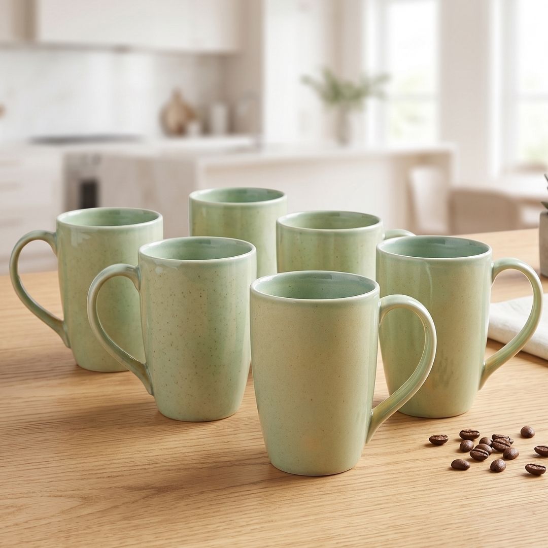 JCPL Porcelain Coffee Mug (Set of 6) Reactive Glossy Finish Mugs for Home, Office & Gifting, 270 ml