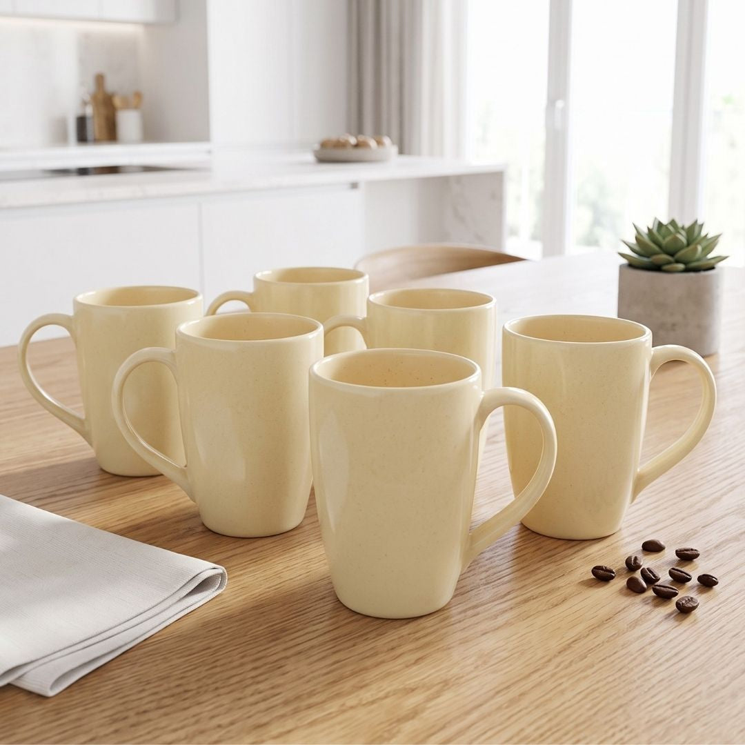 JCPL Porcelain Coffee Mug (Set of 6) Reactive Glossy Finish Mugs for Home, Office & Gifting, 270 ml