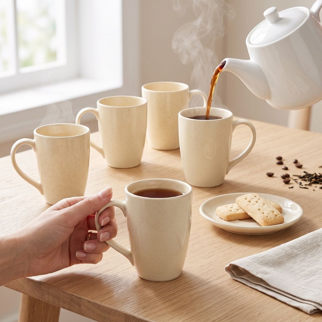 JCPL Porcelain Coffee Mug (Set of 6) Reactive Glossy Finish Mugs for Home, Office & Gifting, 270 ml