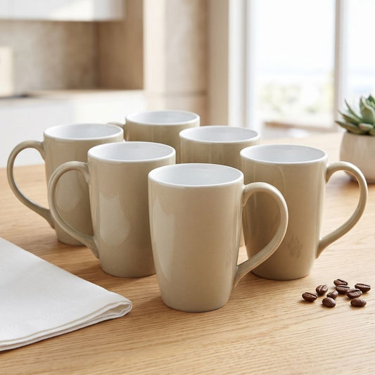JCPL Porcelain Milk & Coffee Mug (Set of 6) Textures Aroma Glossy Finish Mugs for Home, Office & Gifting, 270 ml