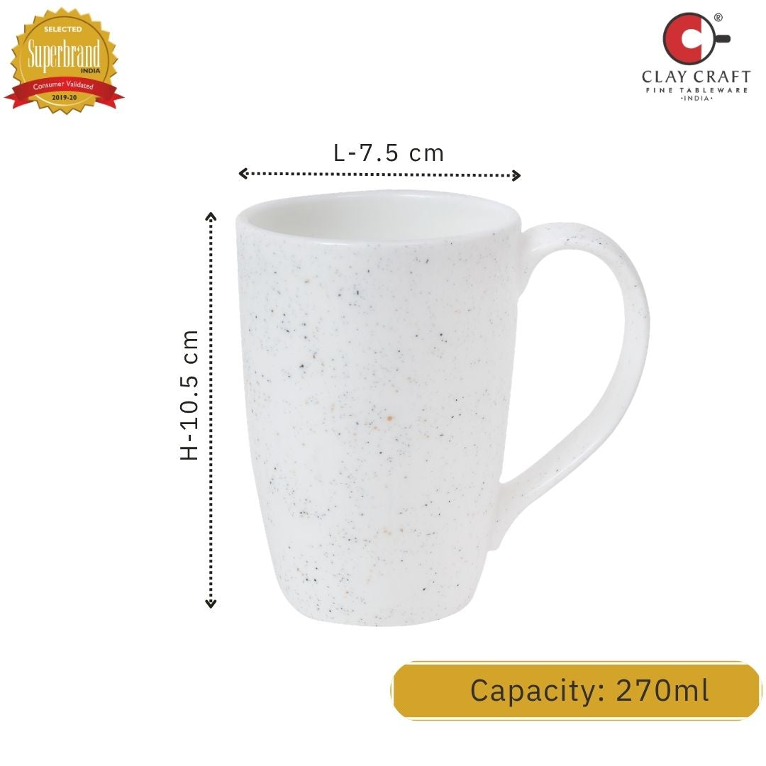 JCPL Porcelain Coffee Mug (Set of 6) Textures Coral Glossy Finish Mugs for Home, Office & Gifting, 270 ml