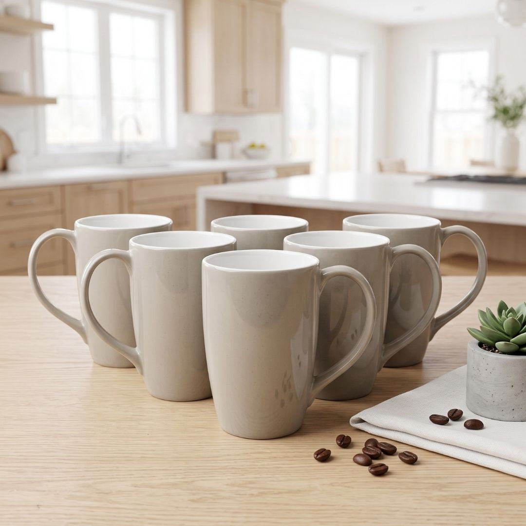 JCPL Porcelain Coffee Mug (Set of 6) Textures Ground Glossy Finish Mugs for Home, Office & Gifting, 270 ml