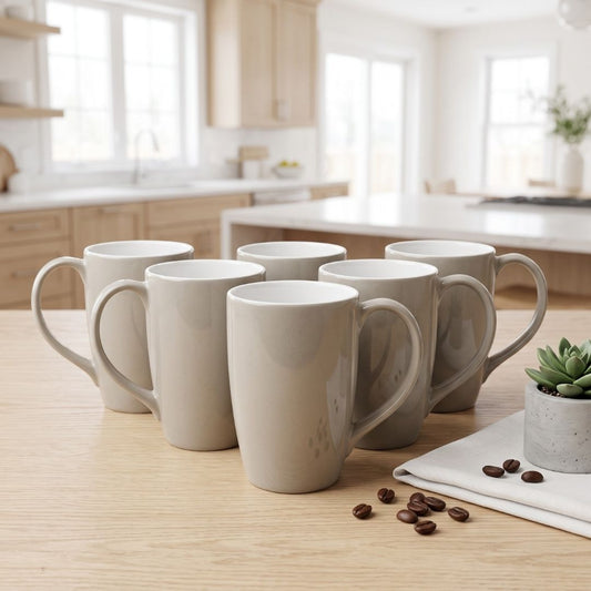 JCPL Porcelain Milk & Coffee Mug (Set of 6) Textures Ground Glossy Finish Mugs for Home, Office & Gifting, 270 ml