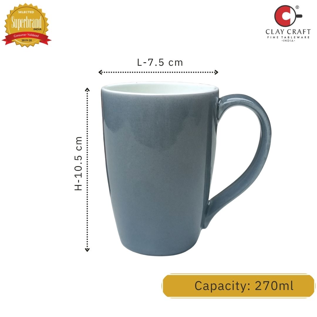 JCPL Porcelain Coffee Mug (Set of 2) Textures Sway Glossy Finish Mug for Home, Office & Gifting, 270 ml