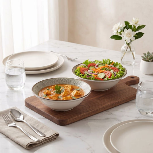 JCPL Fine Porcelain Medium Snack Bowl for Family of 2 Aroma Textures Glossy Finish 750ml, (2 Pieces)