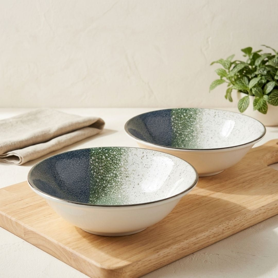 JCPL Fine Porcelain Medium Snack Bowl for Family of 2 Coral Textures Glossy Finish 300ml, (2 Pieces)