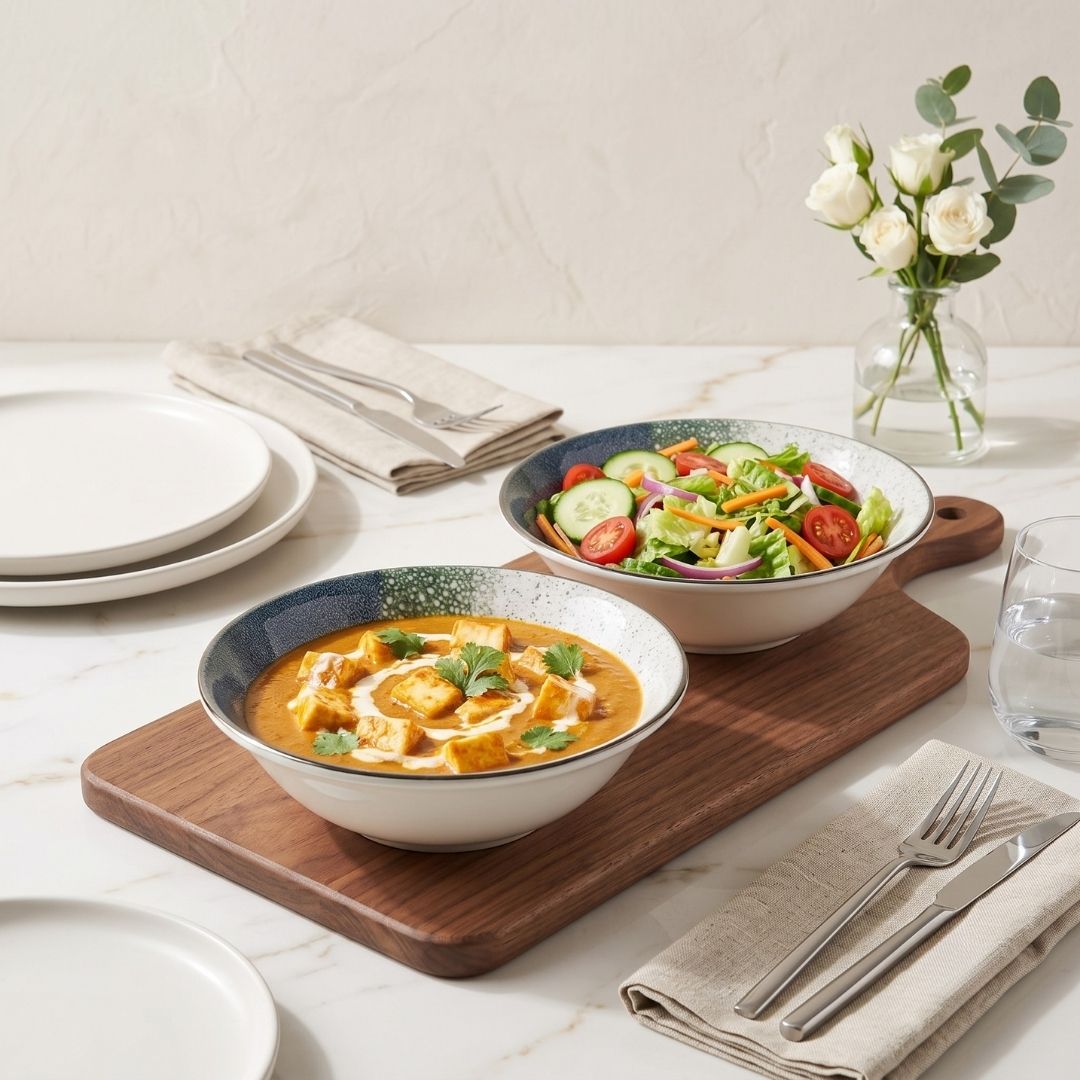 JCPL Fine Porcelain Medium Snack Bowl for Family of 2 Coral Textures Glossy Finish 300ml, (2 Pieces)