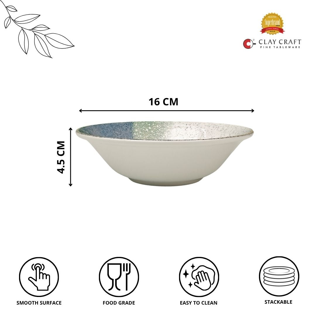 JCPL Porcelain Medium Snack Bowl for Family of 4|Coral Textures|Glossy Finish 300ml, (4 Pieces)