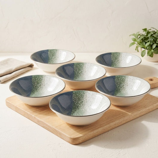 JCPL Porcelain Medium Snack Bowl, Coral Textures, Glossy Finish, 300ml, Set of 6