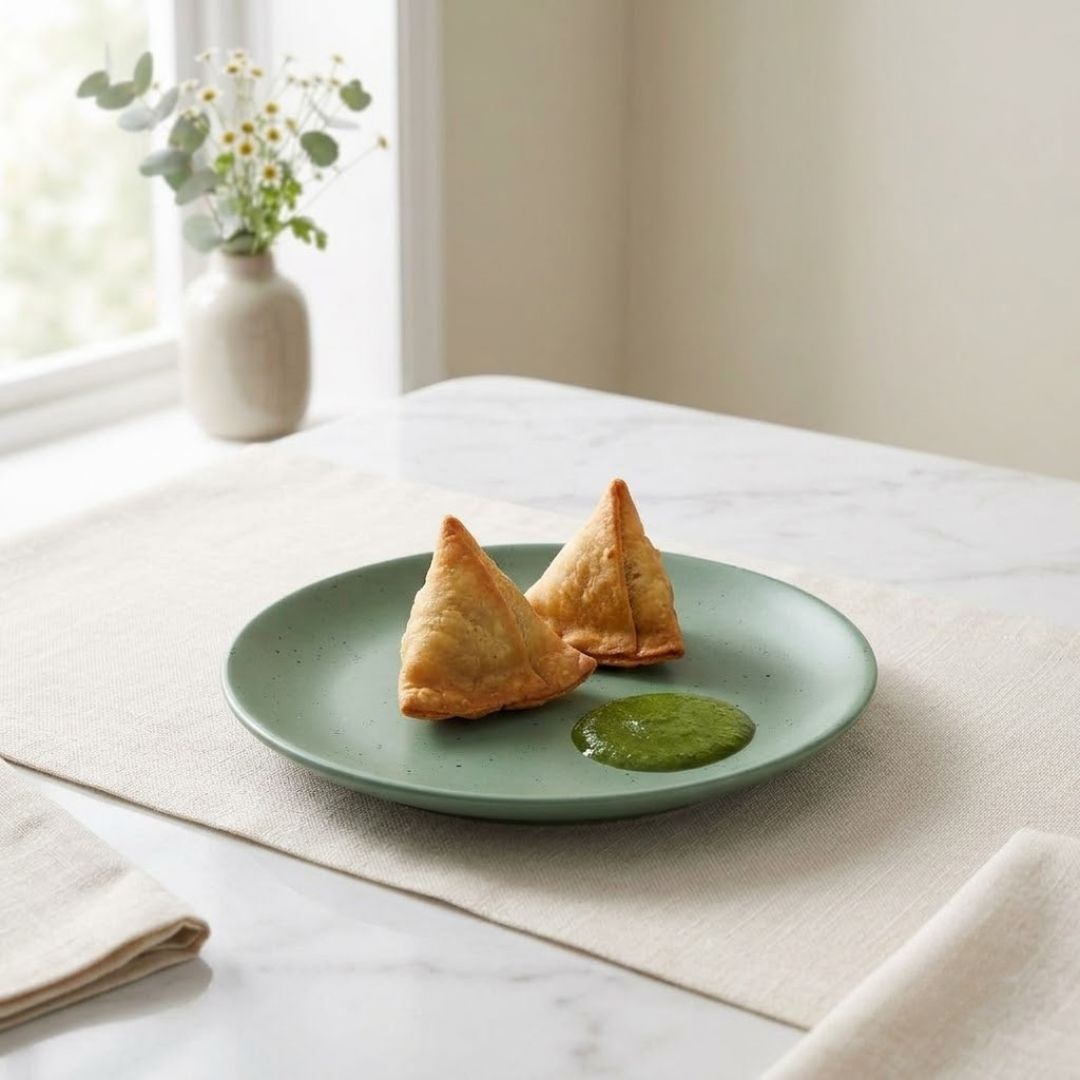 JCPL Fine Porcelain 7.8" Quarter Plates Set for Family of 4 Green Solid Matte Finish, (4 Pieces)