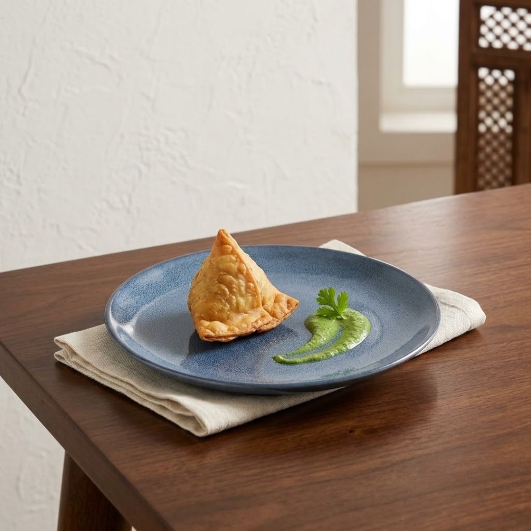 JCPL Fine Porcelain 7" Quarter Plates Set for Family of 4 Blue Solid Glossy Finish, (4 Pieces)