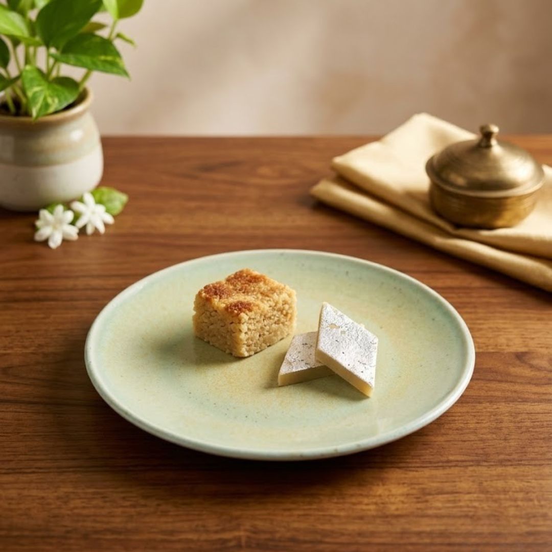 JCPL Fine Porcelain 7" Quarter Plates Set for Family of 4 Blue Solid Glossy Finish, (4 Pieces)