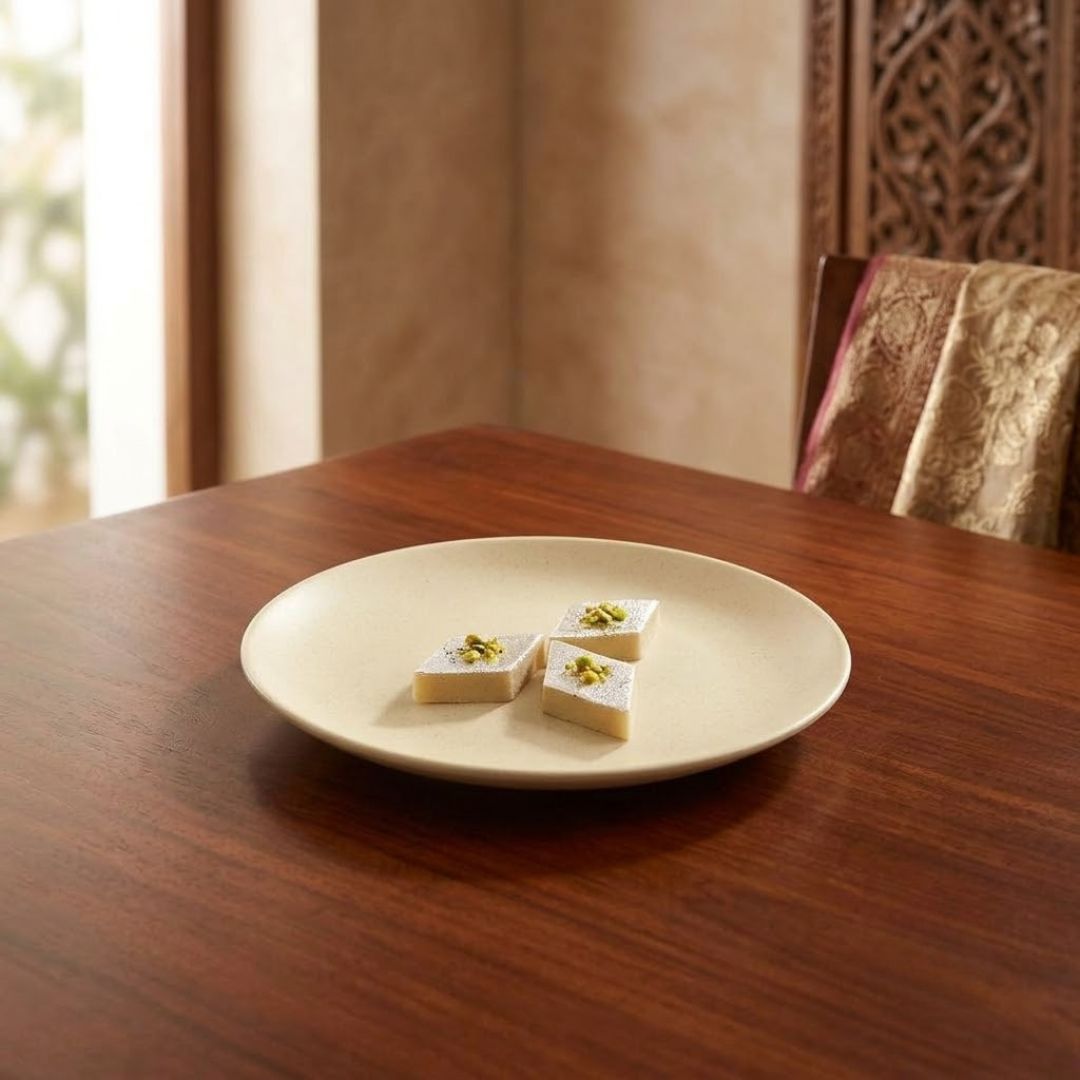 JCPL Fine Porcelain 7" Quarter Plates Set for Family of 4 Blue Solid Glossy Finish, (4 Pieces)