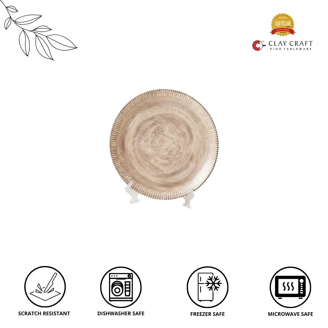 JCPL Fine Porcelain 7" Quarter Plates Set for Family of 4 Ground Textures Glossy Finish, (4 Pieces)
