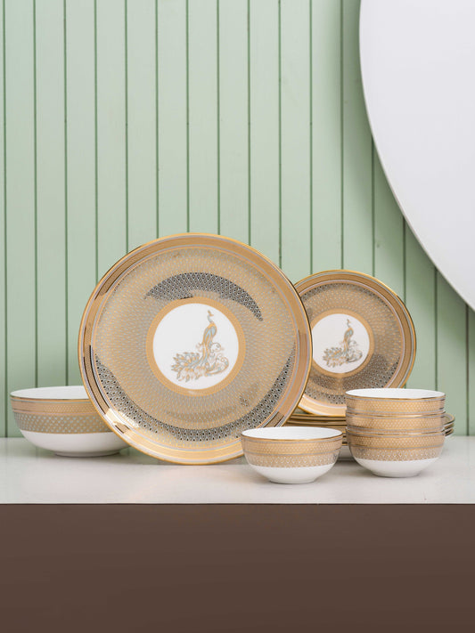 Urmi Emayura Dinner Set of 13 (EMAYURA), For Family of 4