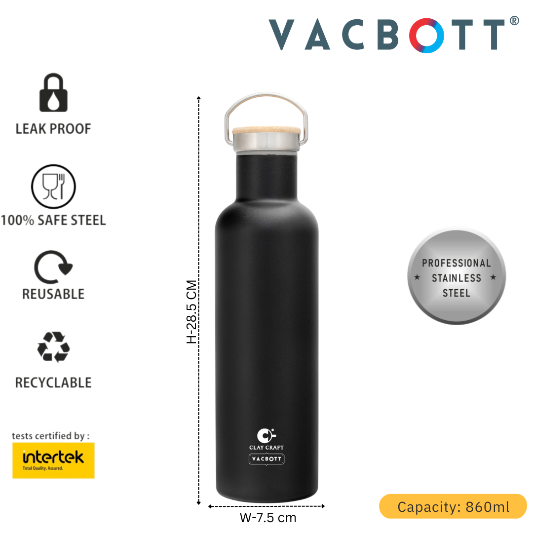 Vacbott Melissa Vacuum Insulated Double Walled Water Bottle 18 Hrs Hot & 24 Hrs Cold Stainless Steel Flask, BIS Certified, 700ml