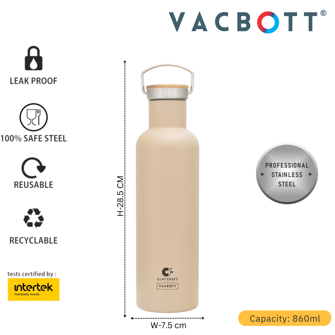 Vacbott Melissa Vacuum Insulated Double Walled Water Bottle 18 Hrs Hot & 24 Hrs Cold Stainless Steel Flask, BIS Certified, 700ml