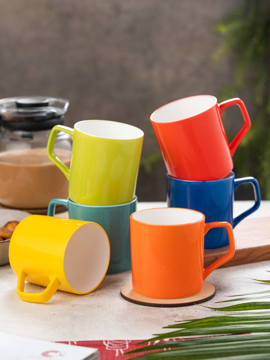 Director Color Coffee & Tea Mugs, 200ml, Set of 6, Multicolor, 200 ml