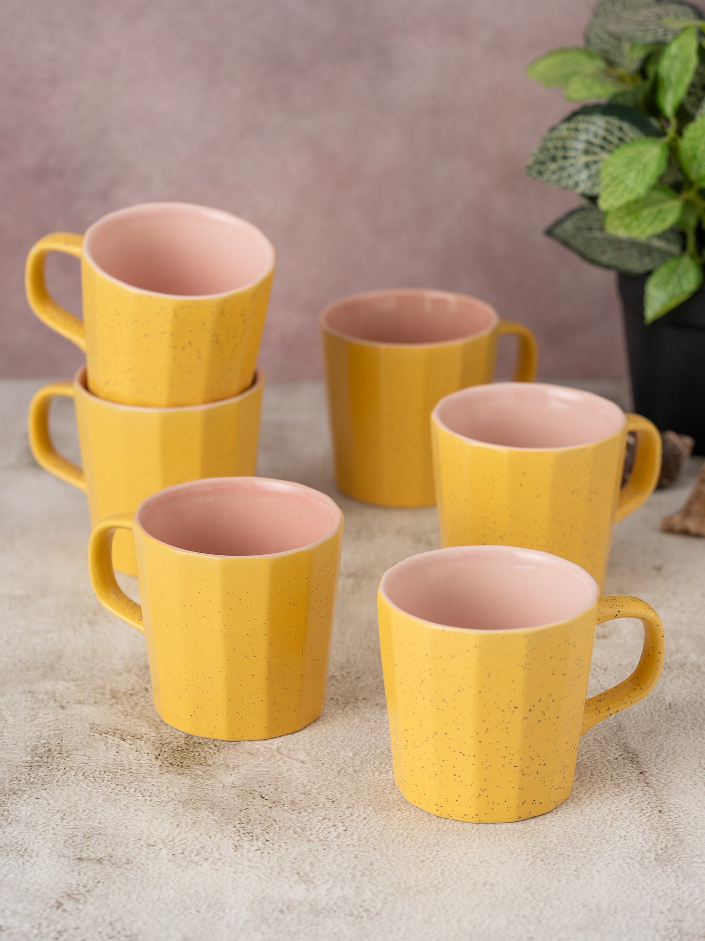 Modern Elegance Armada Pebble Dual Tone Coffee & Tea Mugs Set of 6, 240 ml