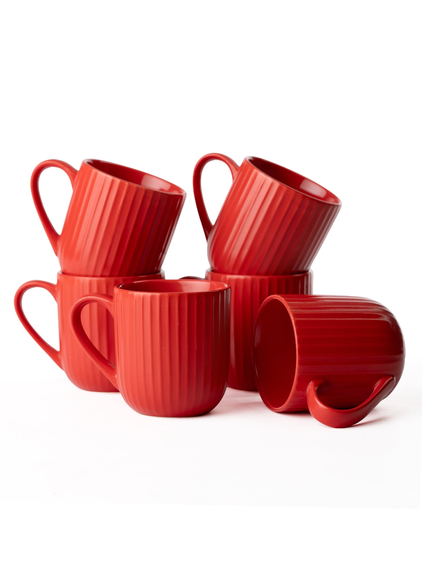 Linea Pebble Red Coffee & Tea Mugs Set of 6, 250 ml