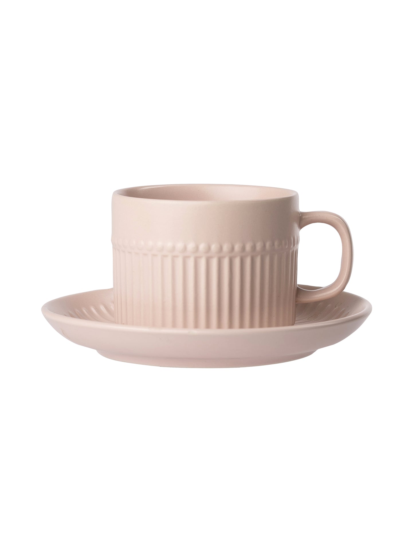 Crimson Matte Plebble IVORY Cup & Saucer, Set of 12 (6 Cups + 6 Saucers), 210 ml
