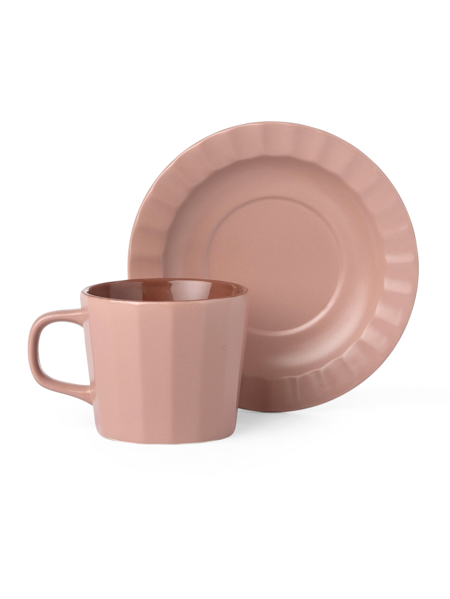 Armada Lilac Pebble Cup & Saucer, Set of 12 (6 Cups + 6 Saucers), 200 ml