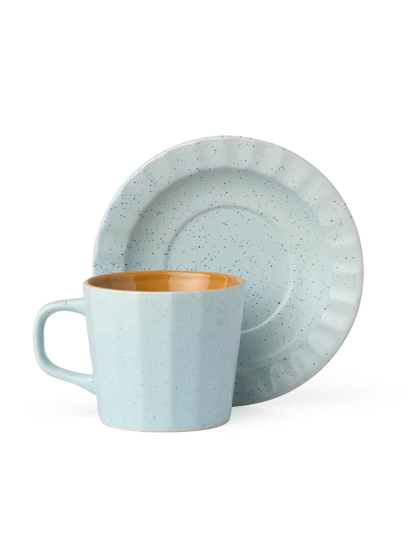 Armada Dule Tone Matte Pebble Cup & Saucer, Set of 12 (6 Cups + 6 Saucers), 200 ml
