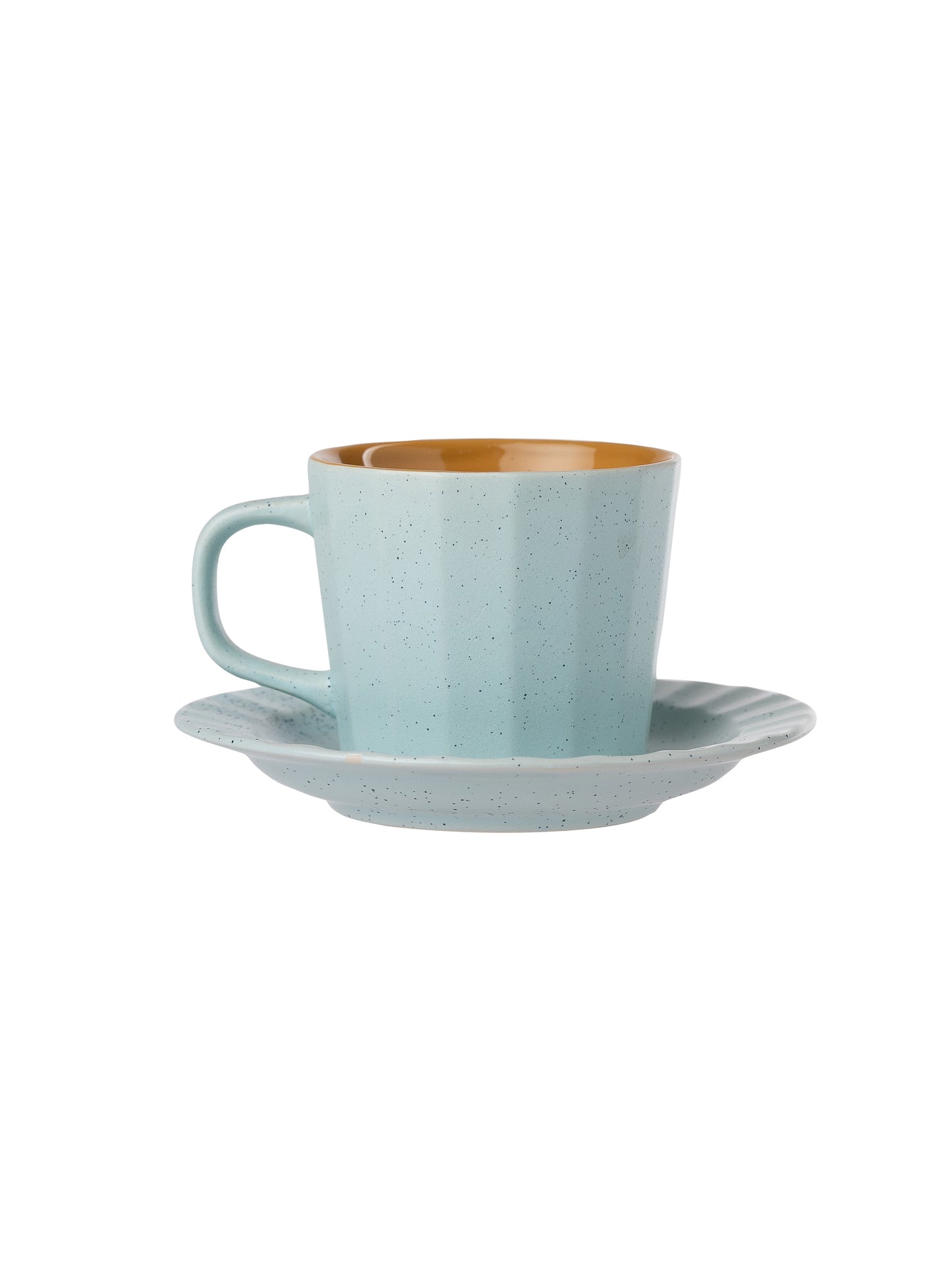 Armada Dule Tone Matte Pebble Cup & Saucer, Set of 12 (6 Cups + 6 Saucers), 200 ml