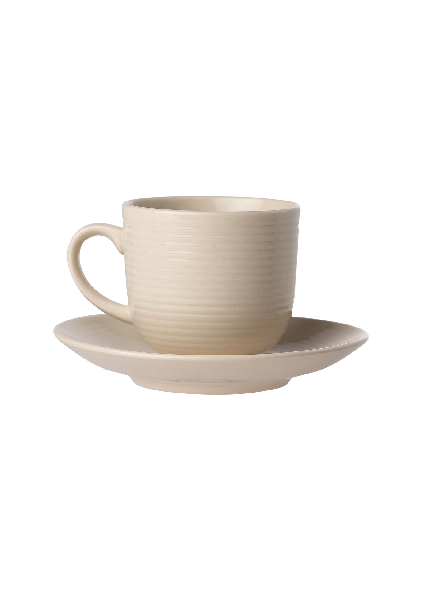 Horizon Pebble IVORY Cup & Saucer, Set of 12 (6 Cups + 6 Saucers), 220 ml