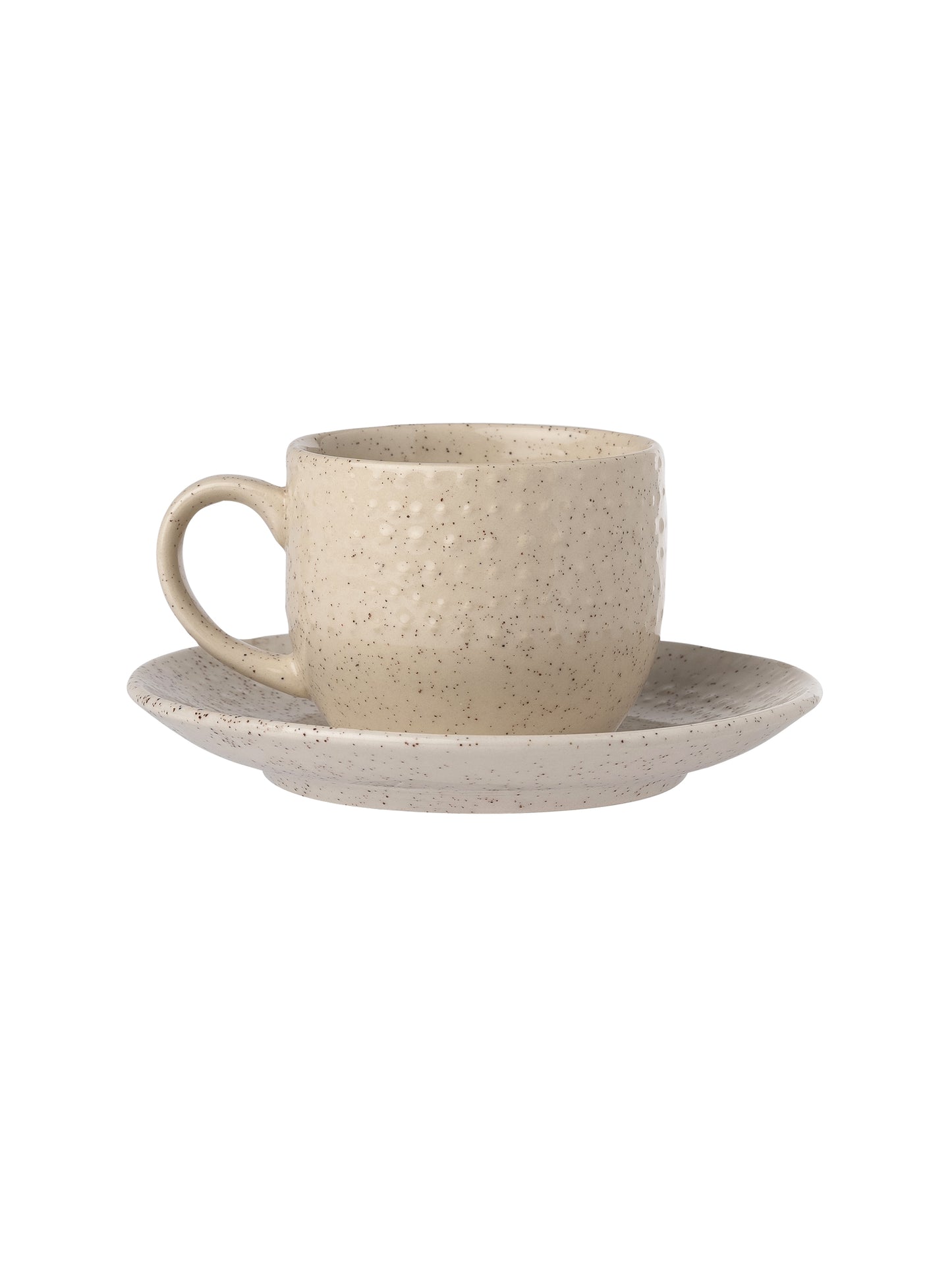 Apex Pebble Beige Cup & Saucer, Set of 12 (6 Cups + 6 Saucers), 180 ml