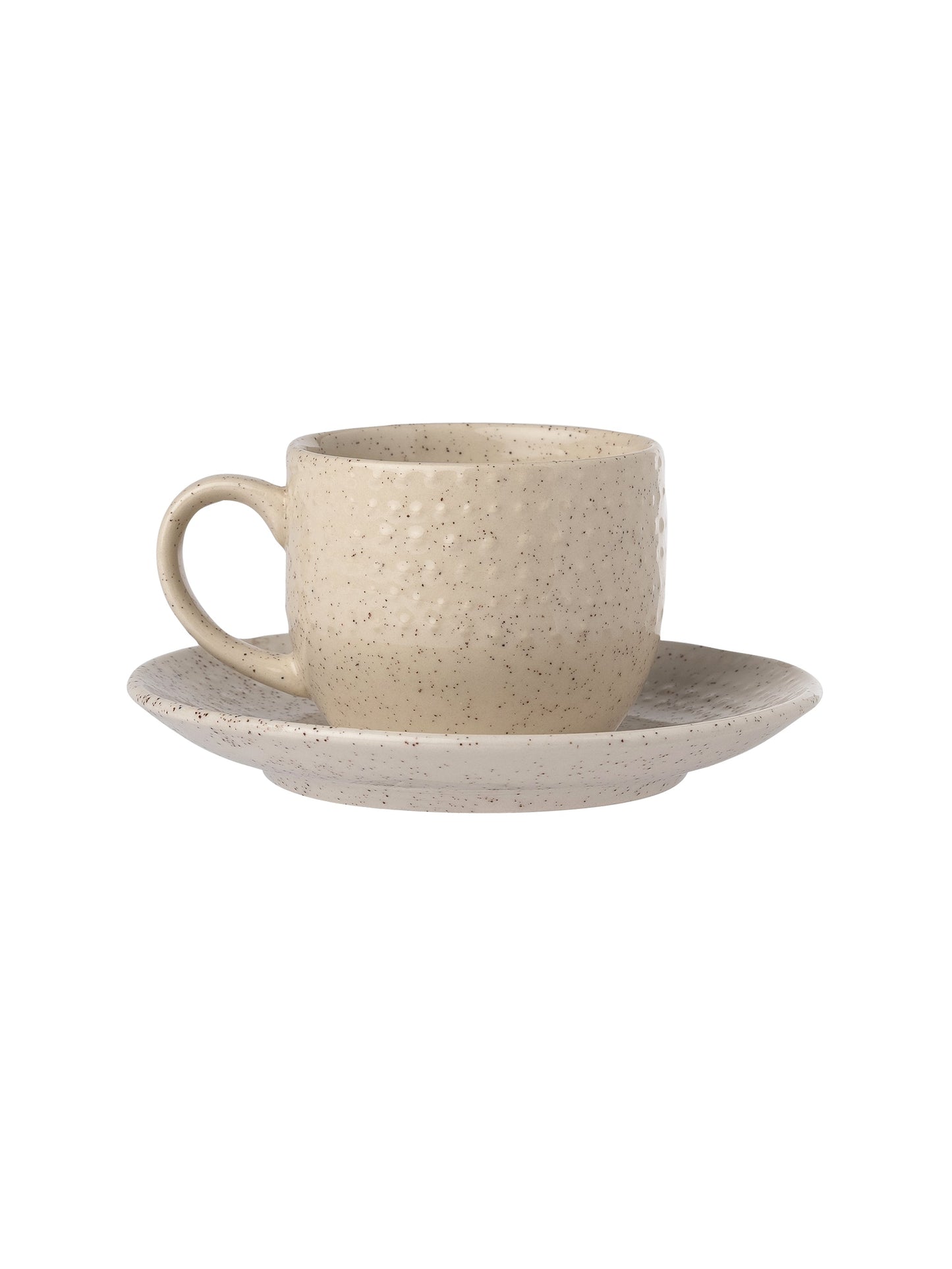 Apex Pebble Beige Cup & Saucer, Set of 12 (6 Cups + 6 Saucers), 180 ml