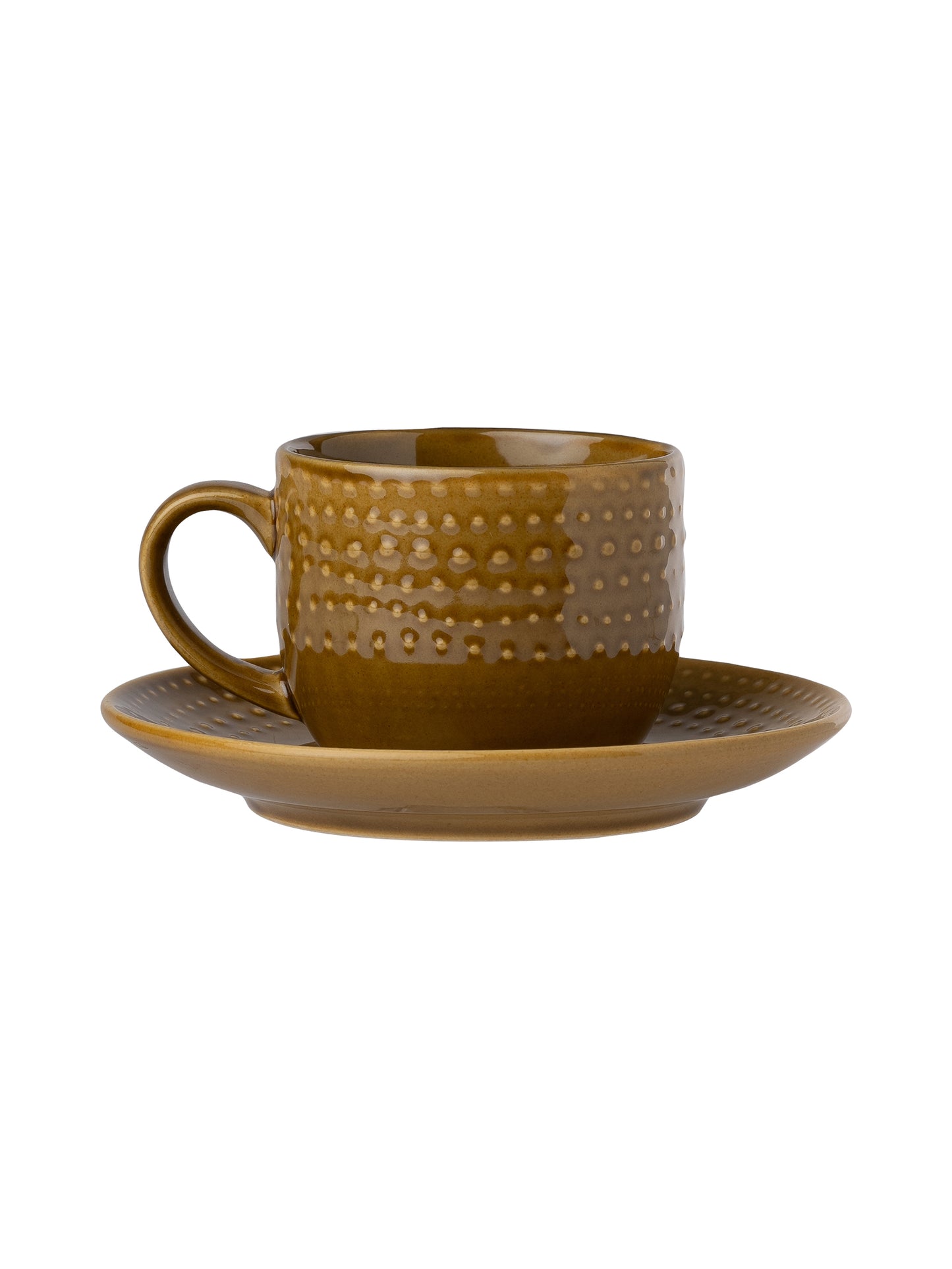 Apex Pebble Brown Cup & Saucer, Set of 12 (6 Cups + 6 Saucers), 180 ml