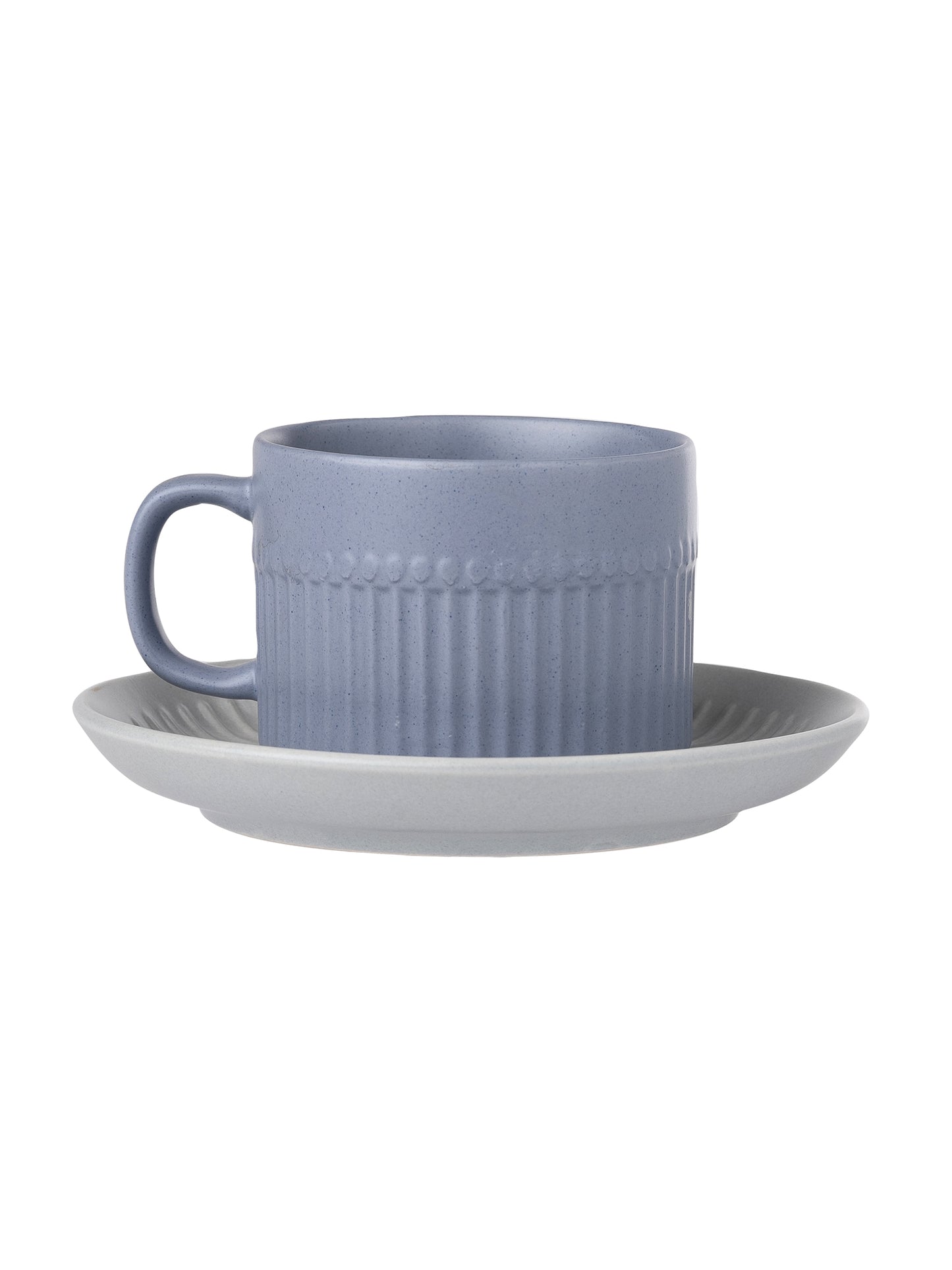 Crimson Matte Plebble Blue Cup & Saucer, Set of 12 (6 Cups + 6 Saucers), 210 ml
