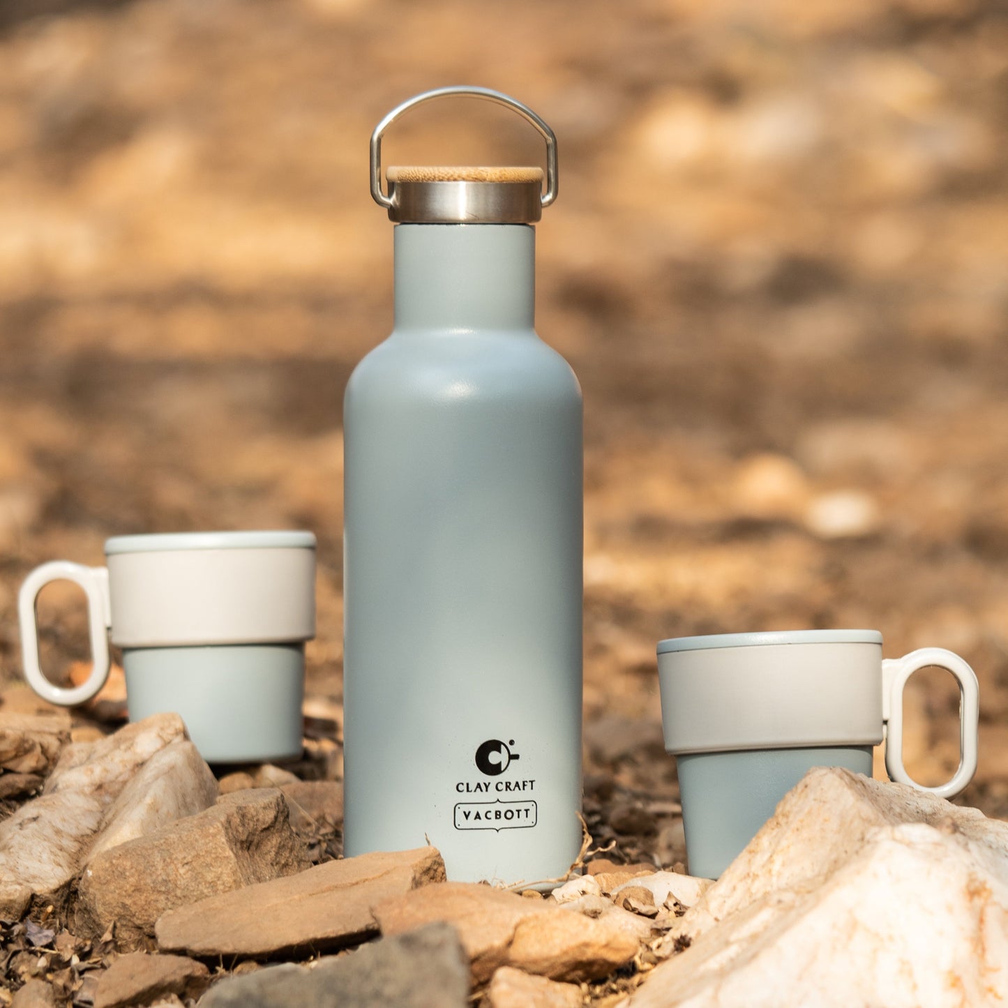 Vacbott Hiker Combo Set Double Walled 24 Hours Hot and Cold Water Bottle, 700ml, with Single Walled VIctor Mug (2 Pcs)