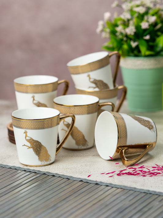 Clay Craft Rock Ebony Natural Beauty Coffee Mugs Set of 6 (E610), 160 ml