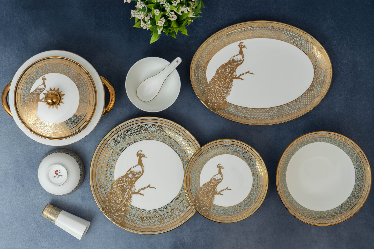 Clay Craft Urmi Ebony Dinner Set of 40 Pcs (E601)