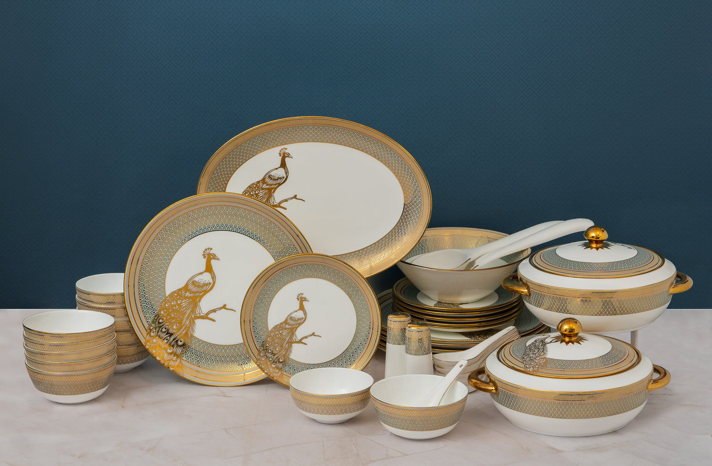 Clay Craft Urmi Ebony Dinner Set of 40 Pcs (E601)