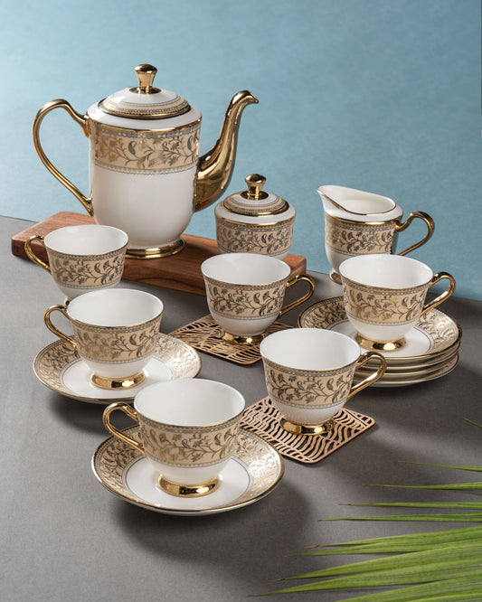 New Georgian Ebony Tea Set of 15 (E649)
