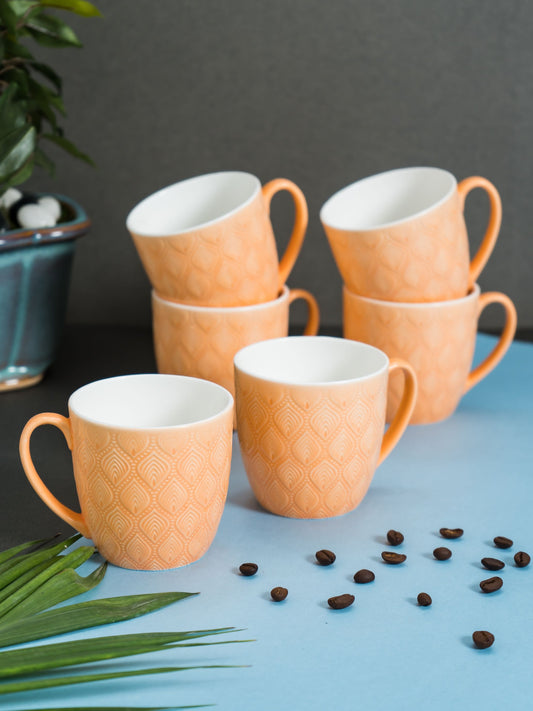 JCPL Feast Kohinoor Coffee & Tea Mug Set of 6 (Orange)