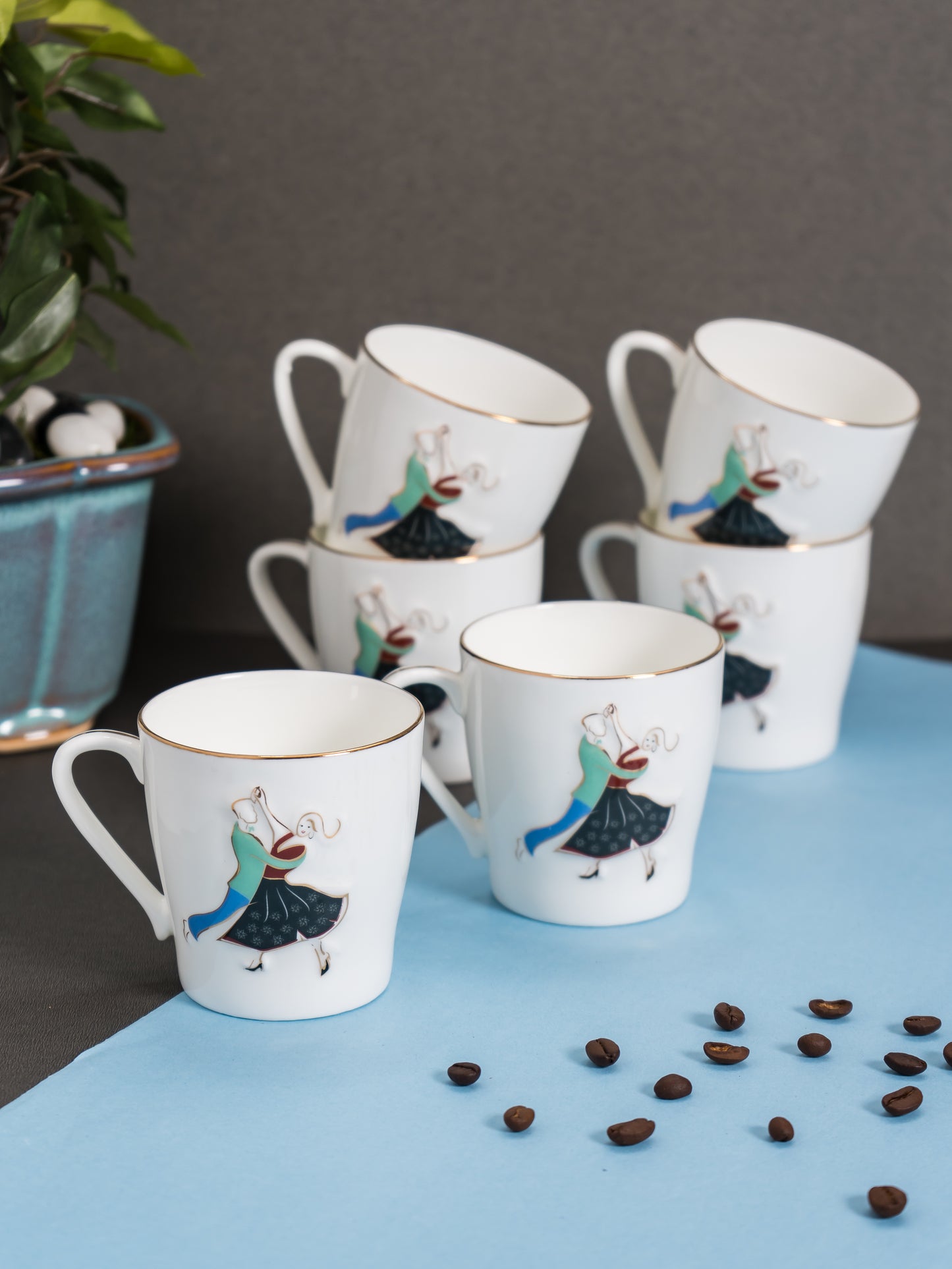 Swirl Coffee & Tea Mugs, 175ml, Set of 6 (386)