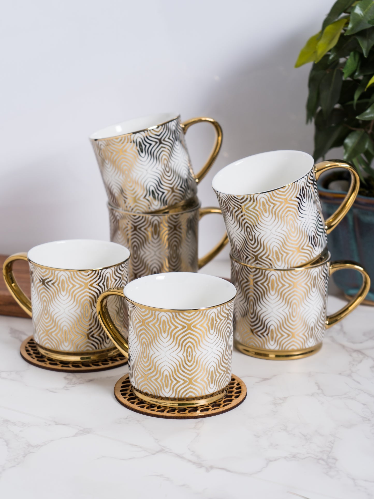 JCPL Fresco Ebony Coffee & Tea Mug Set of 6 (E602)