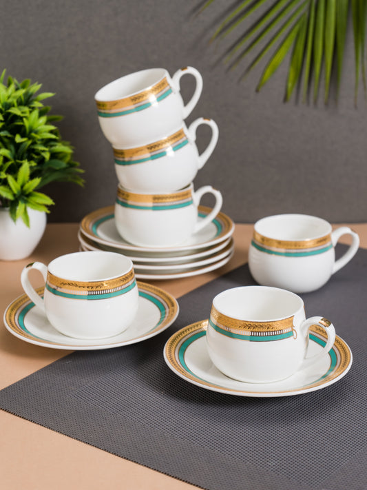 JCPL Coral Aroma Cup & Saucer, 145ml, Set of 12 (6 Cups + 6 Saucers) (AS2)