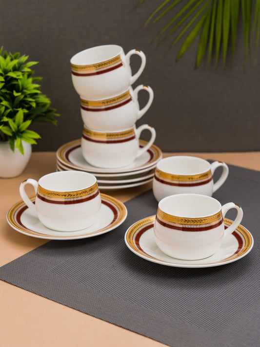 JCPL Coral Aroma Cup & Saucer, 145ml, Set of 12 (6 Cups + 6 Saucers) (AS3)