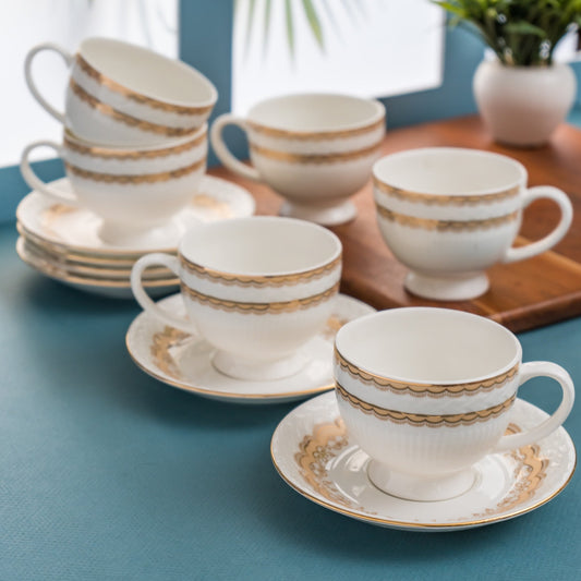 Snow Impression Cup & Saucer, 170 ml, Set of 12 (6 Cups + 6 Saucers) (1405)