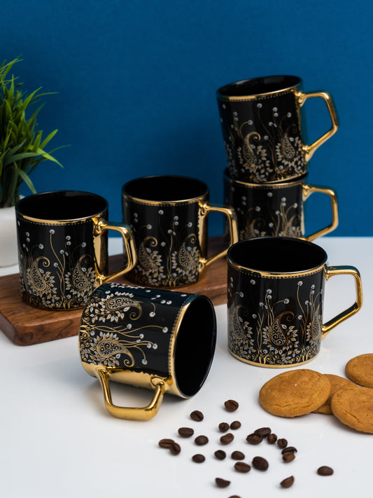 Director Ebony Coffee & Tea Mugs, 200ml, Set of 6 (E609)